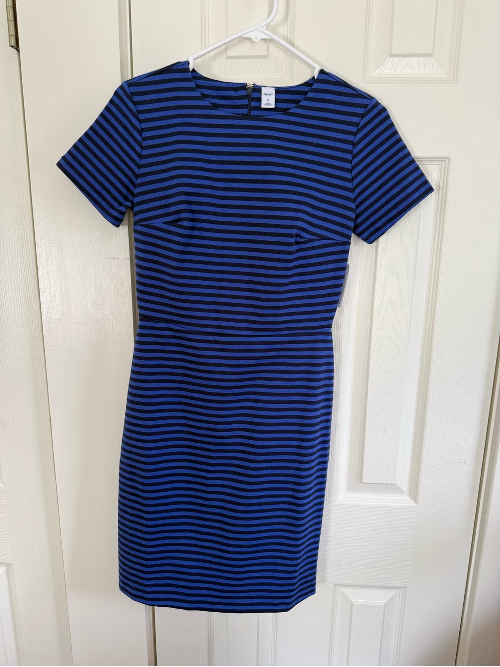 Old Navy Blue and Black Striped Short-Sleeve Sheath Dress